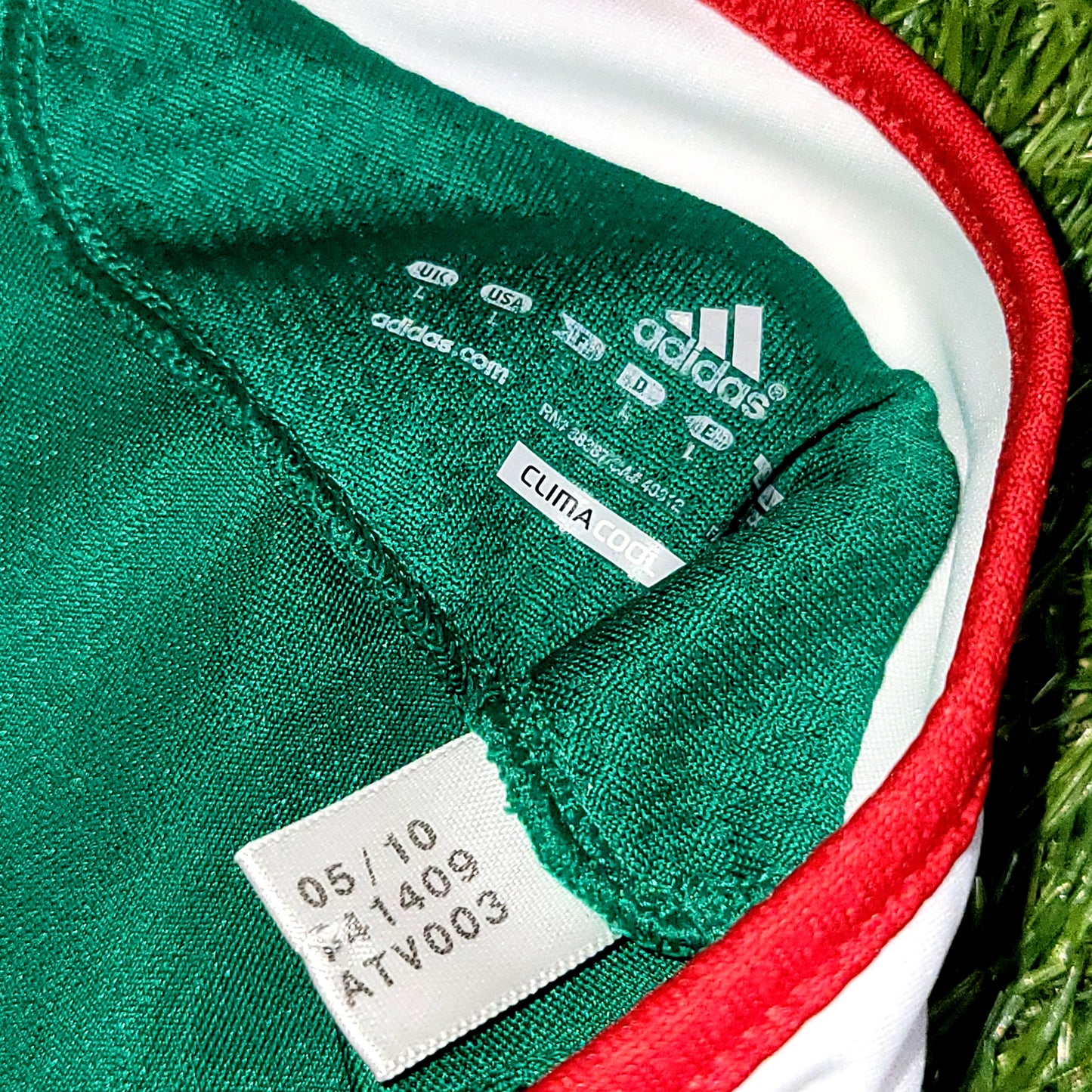 Blanco Mexico 2010 WORLD CUP Home Long Sleeve Soccer Jersey Shirt L SKU# P41409