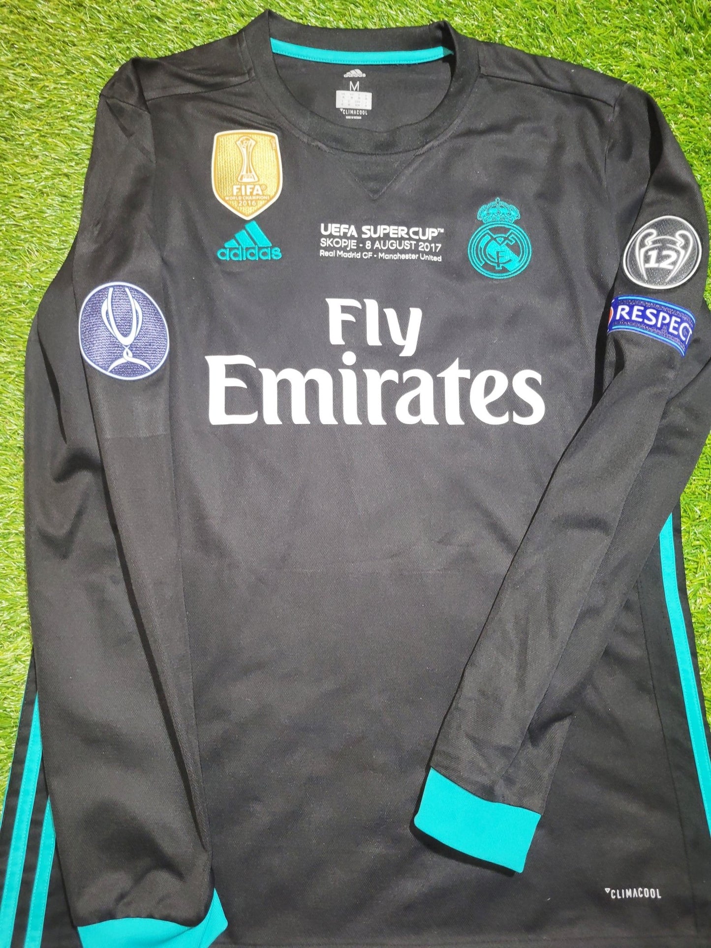 Cristiano Ronaldo Real Madrid 2017 2018 UEFA SUPER CUP FINAL Long Sleeve Away Jersey Shirt M SKU# B31088 Adidas