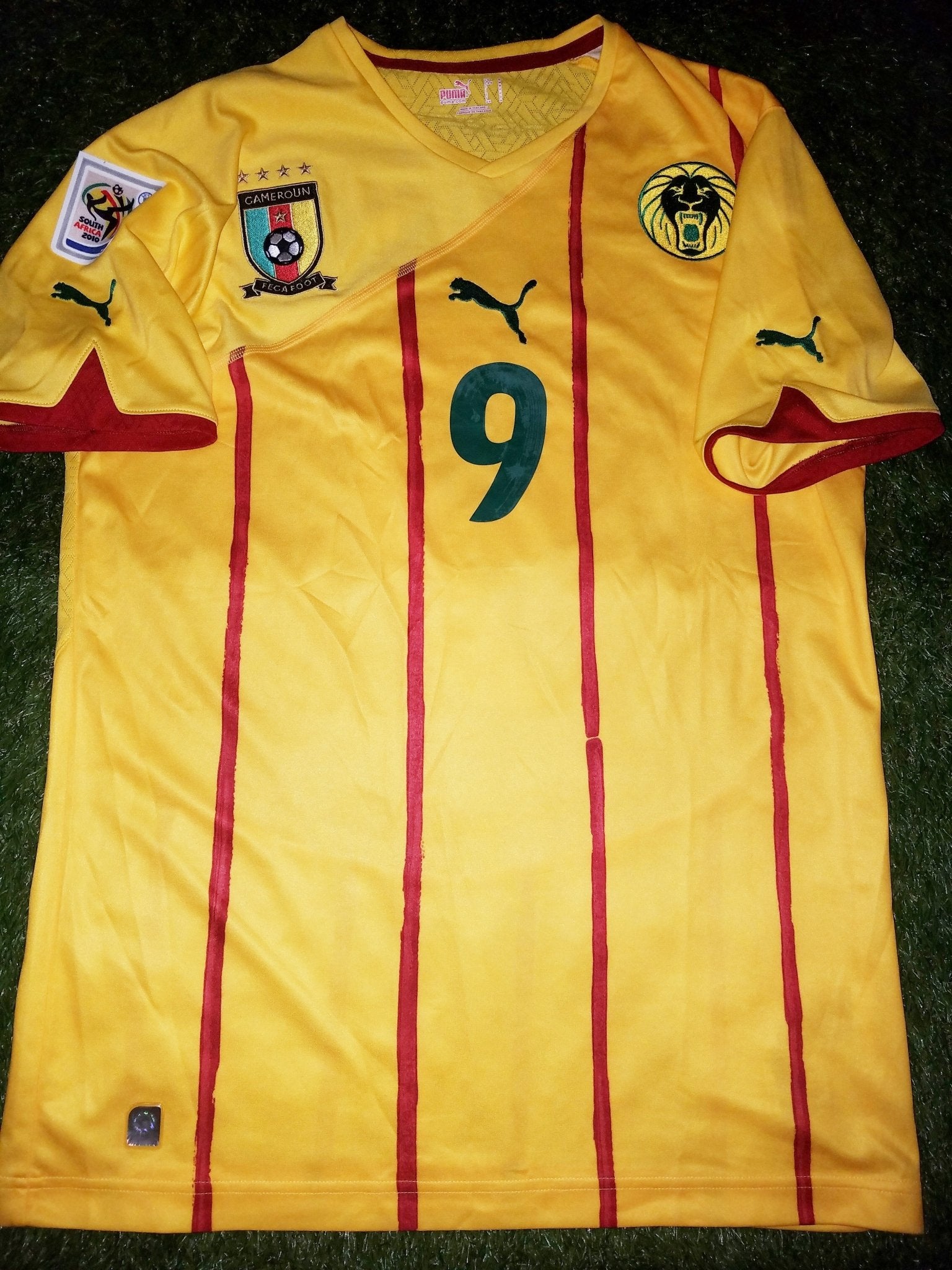Eto'o Cameroon Puma 2010 WORLD CUP Away Jersey Shirt Camiseta M foreversoccerjerseys