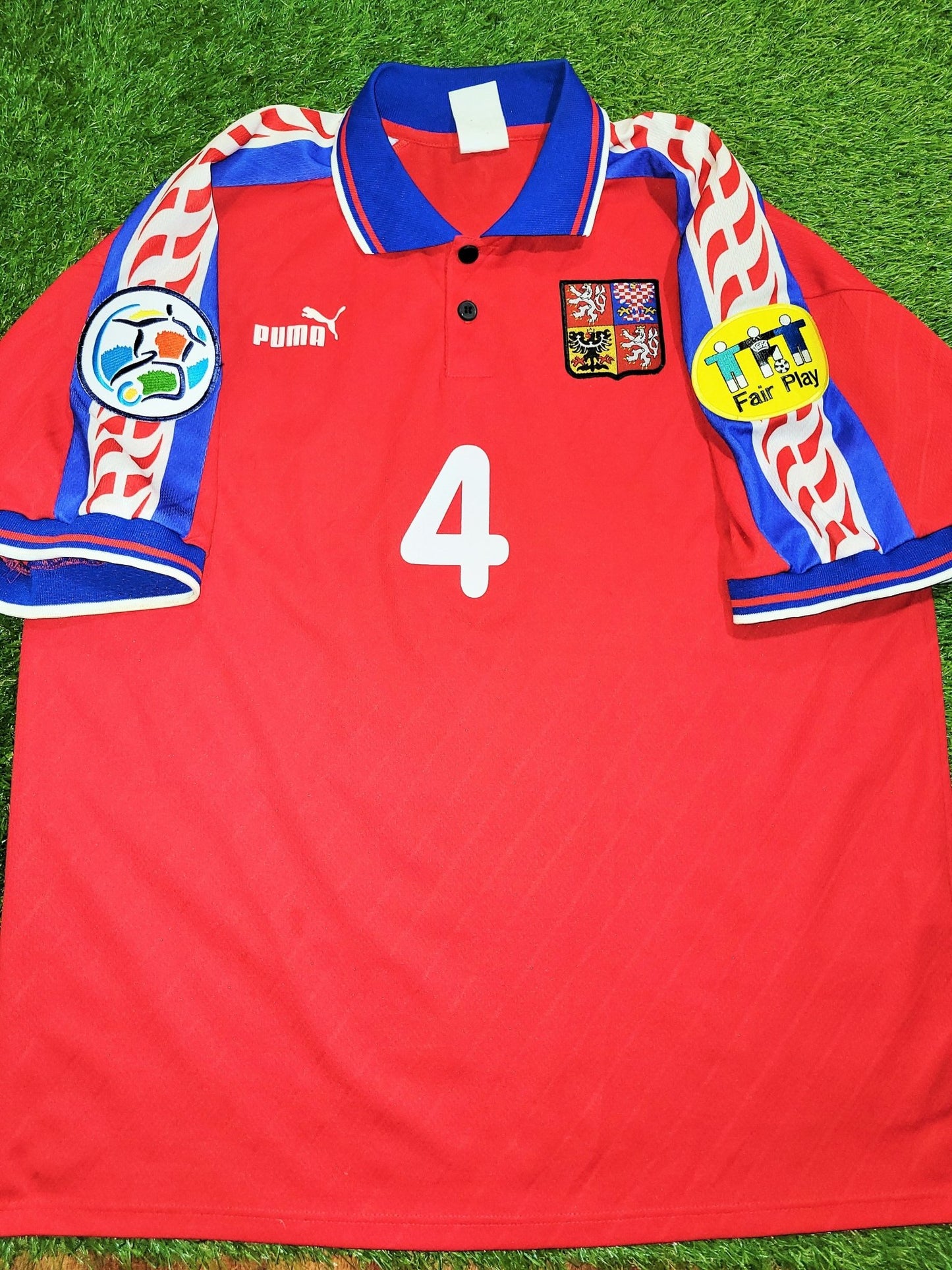 Nedved Czech Republic Czechoslovakia Puma 1996 EURO CUP FINAL Home Jersey Shirt XL foreversoccerjerseys