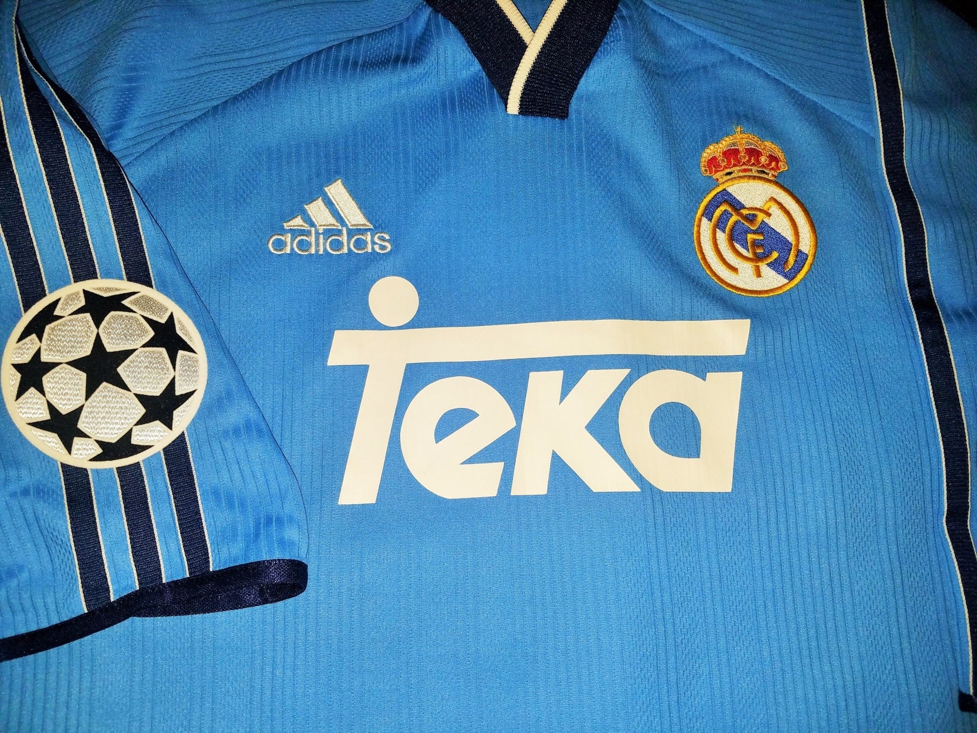 Redondo Real Madrid Blue 1998 1999 Uefa Jersey Shirt Camiseta L foreversoccerjerseys