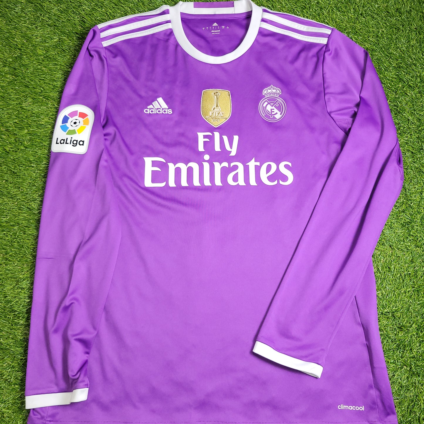Cristiano Ronaldo Real Madrid 2016 2017 Purple Away Long Sleeve Soccer Jersey Shirt L SKU# AI5159 - foreversoccerjerseys