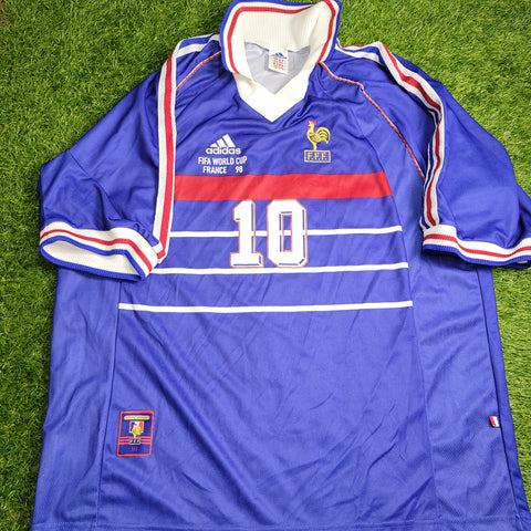 Zidane France 1998 WORLD CUP FINAL Home Soccer Jersey Shirt XL