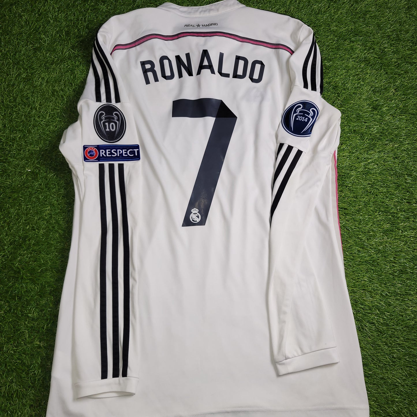 Cristiano Ronaldo Real Madrid 2014 2015 Home Long Sleeve UEFA Soccer Jersey Shirt L SKU# F49660