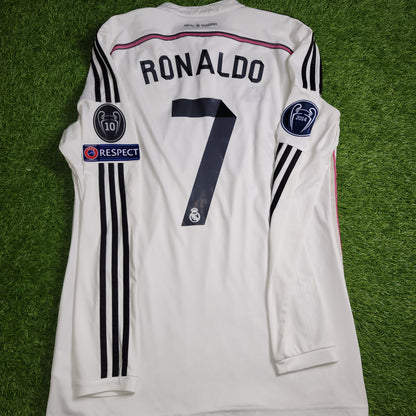 Cristiano Ronaldo Real Madrid 2014 2015 Home Long Sleeve UEFA Soccer Jersey Shirt L SKU# F49660