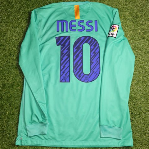 Messi Barcelona 2010 2011 Away Long Sleeve Soccer Jersey Shirt M SKU# 382358-310