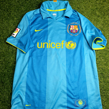 Messi Barcelona Anniversary 2007 2008 Away Soccer Jersey Shirt M SKU# 237743-414 - ForeverSoccerJerseys