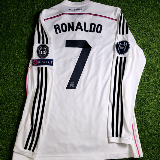Cristiano Ronaldo Real Madrid 2014 2015 Home Long Sleeve UEFA Soccer Jersey Shirt L SKU# F49660