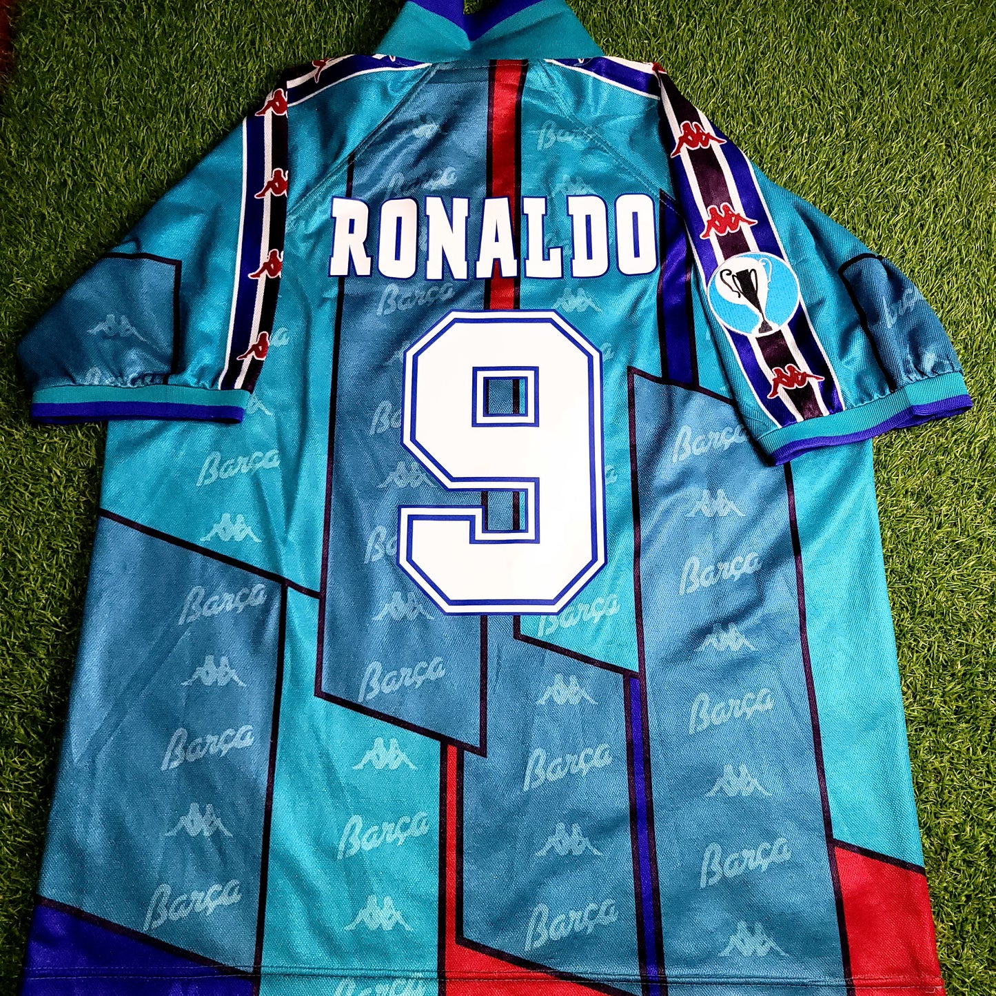 Ronaldo Kappa Barcelona UEFA CUP FINAL 1996 1997 Away Soccer Jersey XL