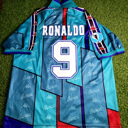 Ronaldo Kappa Barcelona UEFA CUP FINAL 1996 1997 Away Soccer Jersey XL