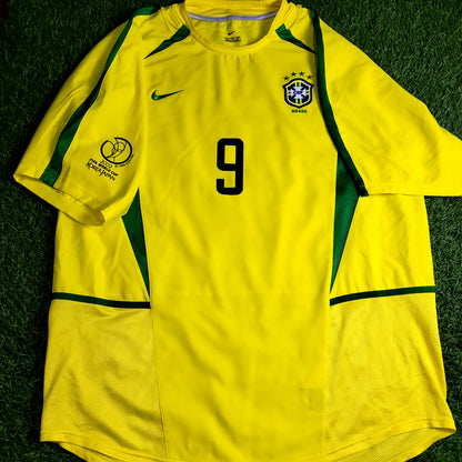 Ronaldo Brazil 2002 WORLD CUP Soccer Home Jersey Shirt XL SKU# 182265 - ForeverSoccerJerseys