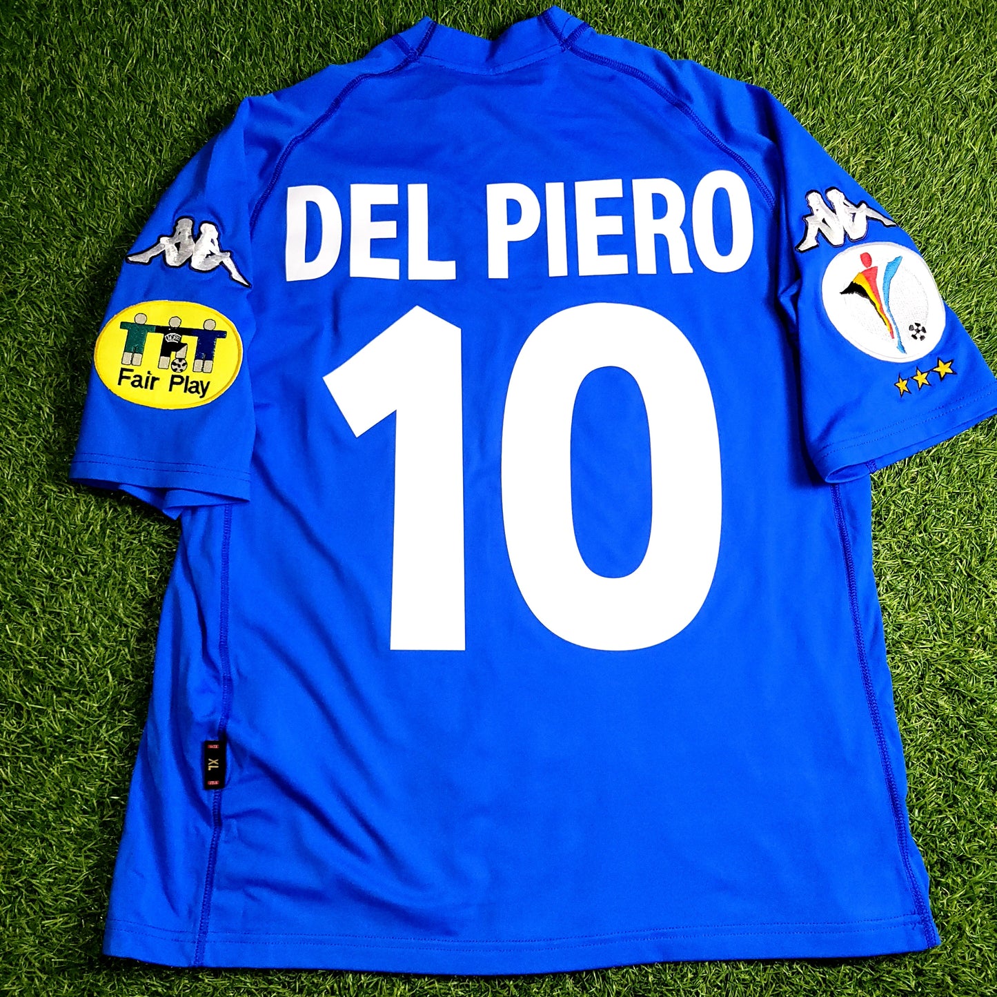 Del Piero Italy Kappa 2000 EURO CUP Home Soccer Jersey Shirt XL - ForeverSoccerJerseys