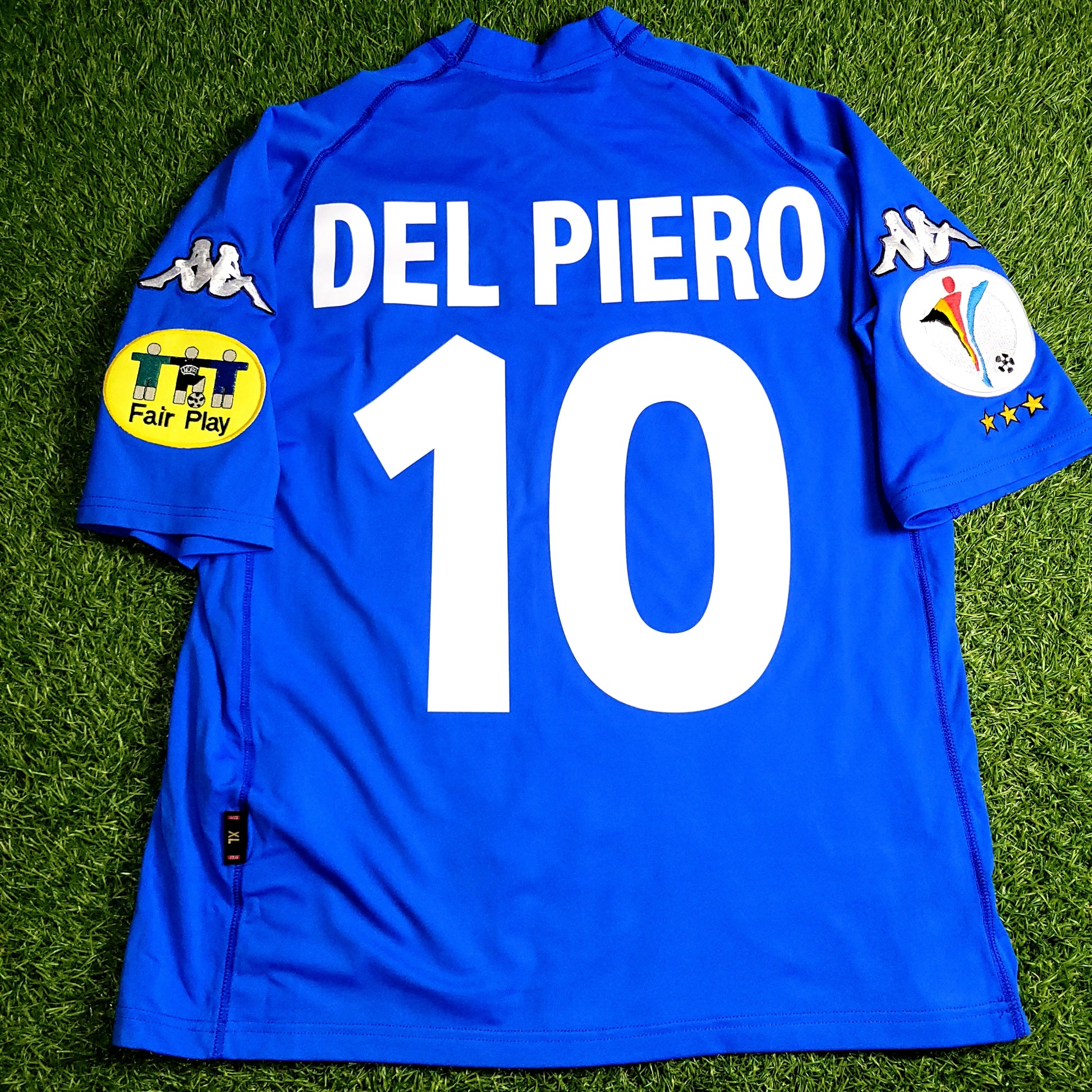 Del Piero Italy Kappa 2000 EURO CUP Home Soccer Jersey Shirt XL - ForeverSoccerJerseys