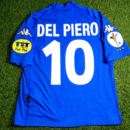 Del Piero Italy Kappa 2000 EURO CUP Home Soccer Jersey Shirt XL - ForeverSoccerJerseys