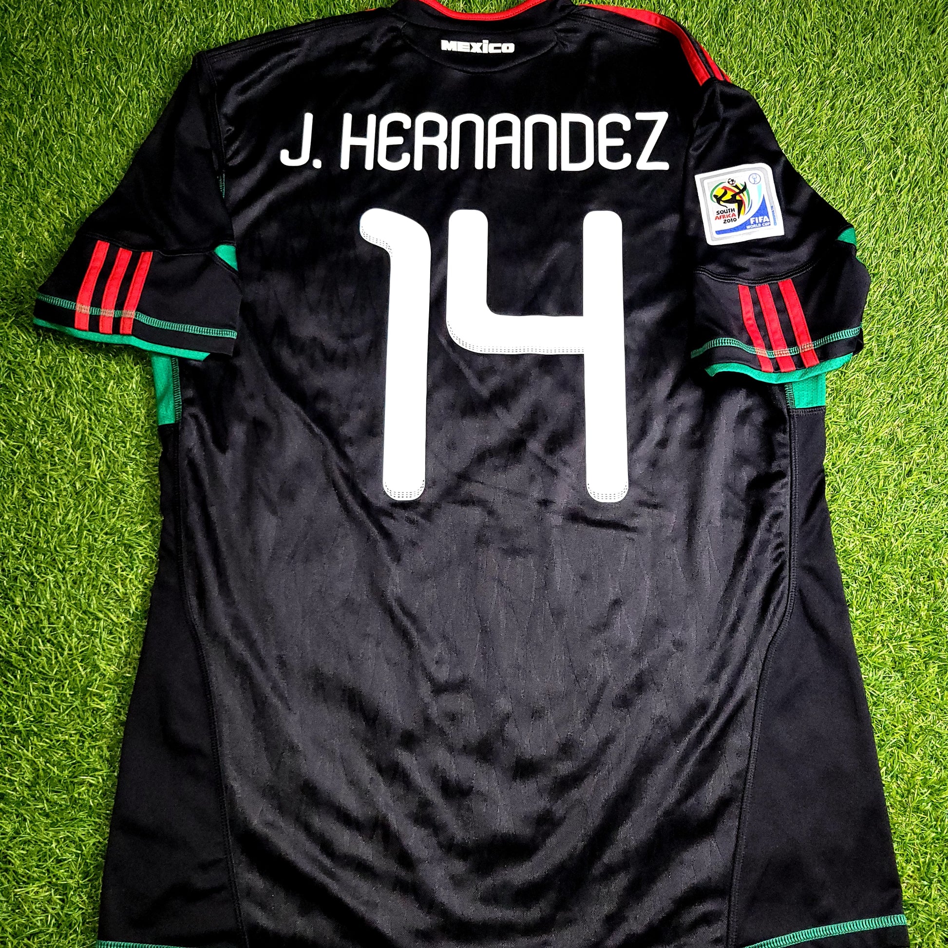 Chicharito Mexico 2010 WORLD CUP Away Black Soccer Jersey Shirt L SKU# P41397 - ForeverSoccerJerseys