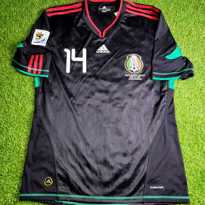 Chicharito Mexico 2010 WORLD CUP Away Black Soccer Jersey Shirt L SKU# P41397 - ForeverSoccerJerseys