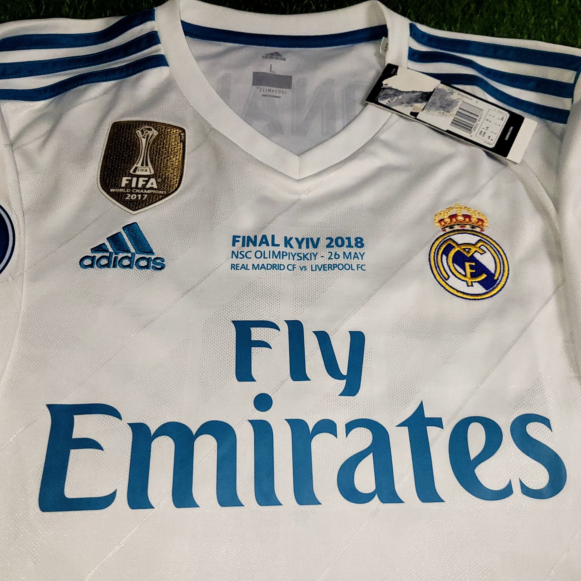 Cristiano Ronaldo Real Madrid 2017 2018 LAST GAME UEFA FINAL Soccer Jersey Shirt BNWT L SKU# AZ8059 - ForeverSoccerJerseys
