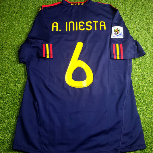 Iniesta Spain 2010 WORLD CUP FINAL Soccer Away Jersey L SKU# P47896 - ForeverSoccerJerseys