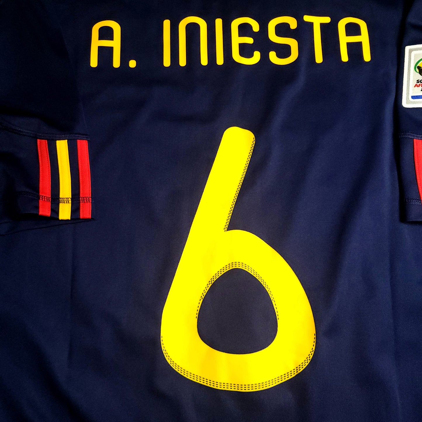 Iniesta Spain 2010 WORLD CUP FINAL Soccer Away Jersey L SKU# P47896 - ForeverSoccerJerseys