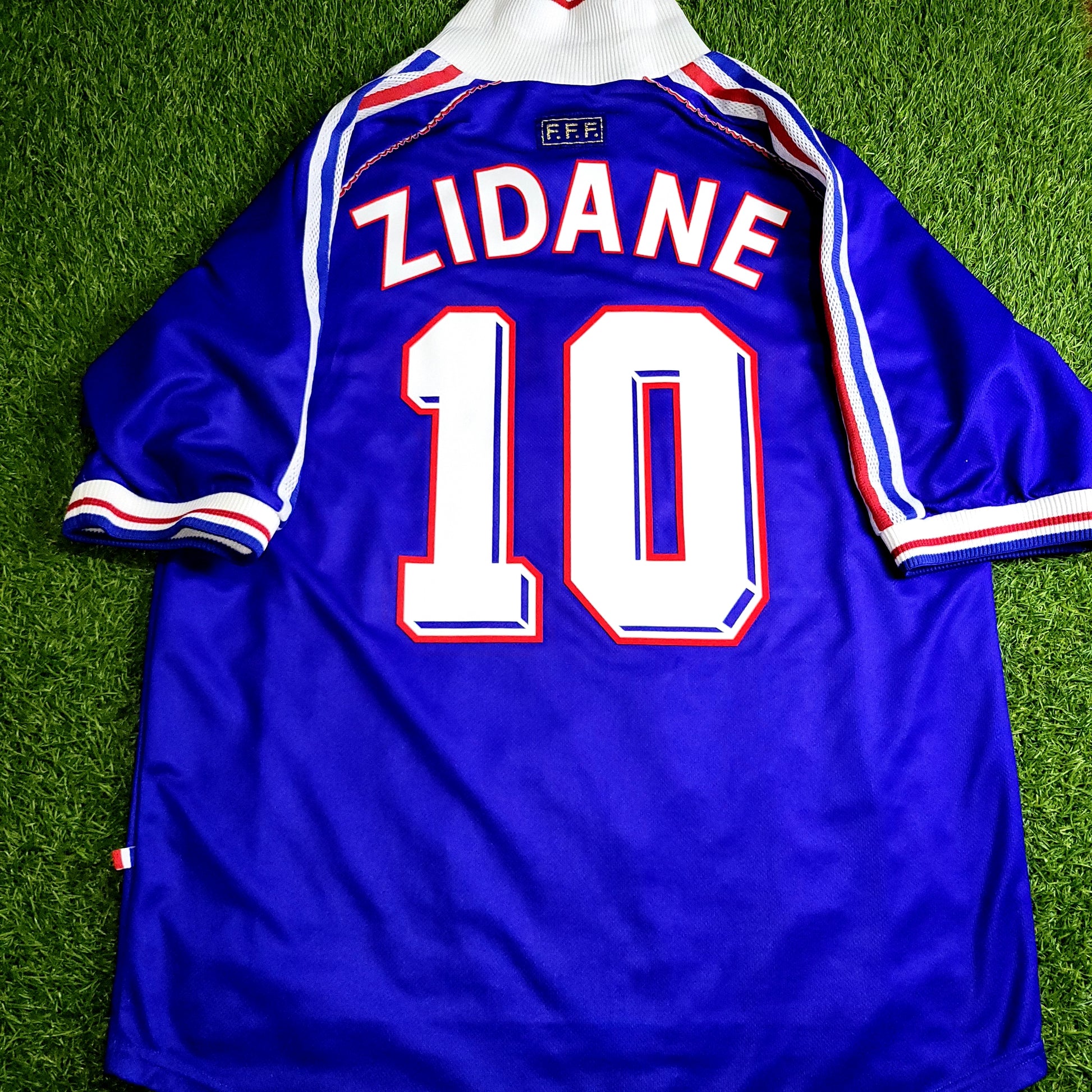 Zidane France 1998 WORLD CUP FINAL Home Soccer Jersey L - ForeverSoccerJerseys