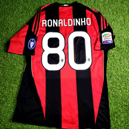 Ronaldinho AC Milan Adidas 2010 2011 Home Soccer Jersey M SKU# P96288 - ForeverSoccerJerseys