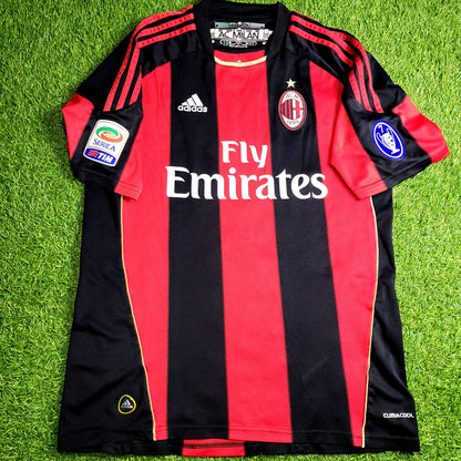 Ronaldinho AC Milan Adidas 2010 2011 Home Soccer Jersey M SKU# P96288 - ForeverSoccerJerseys