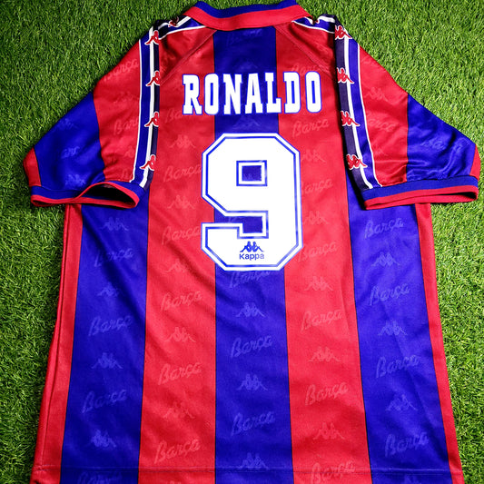 Ronaldo Kappa Barcelona 1996 1997 Home Soccer Jersey L - ForeverSoccerJerseys