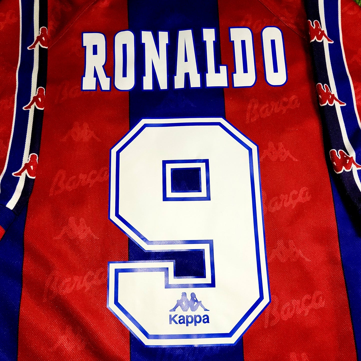 Ronaldo Kappa Barcelona 1996 1997 Home Soccer Jersey L - ForeverSoccerJerseys