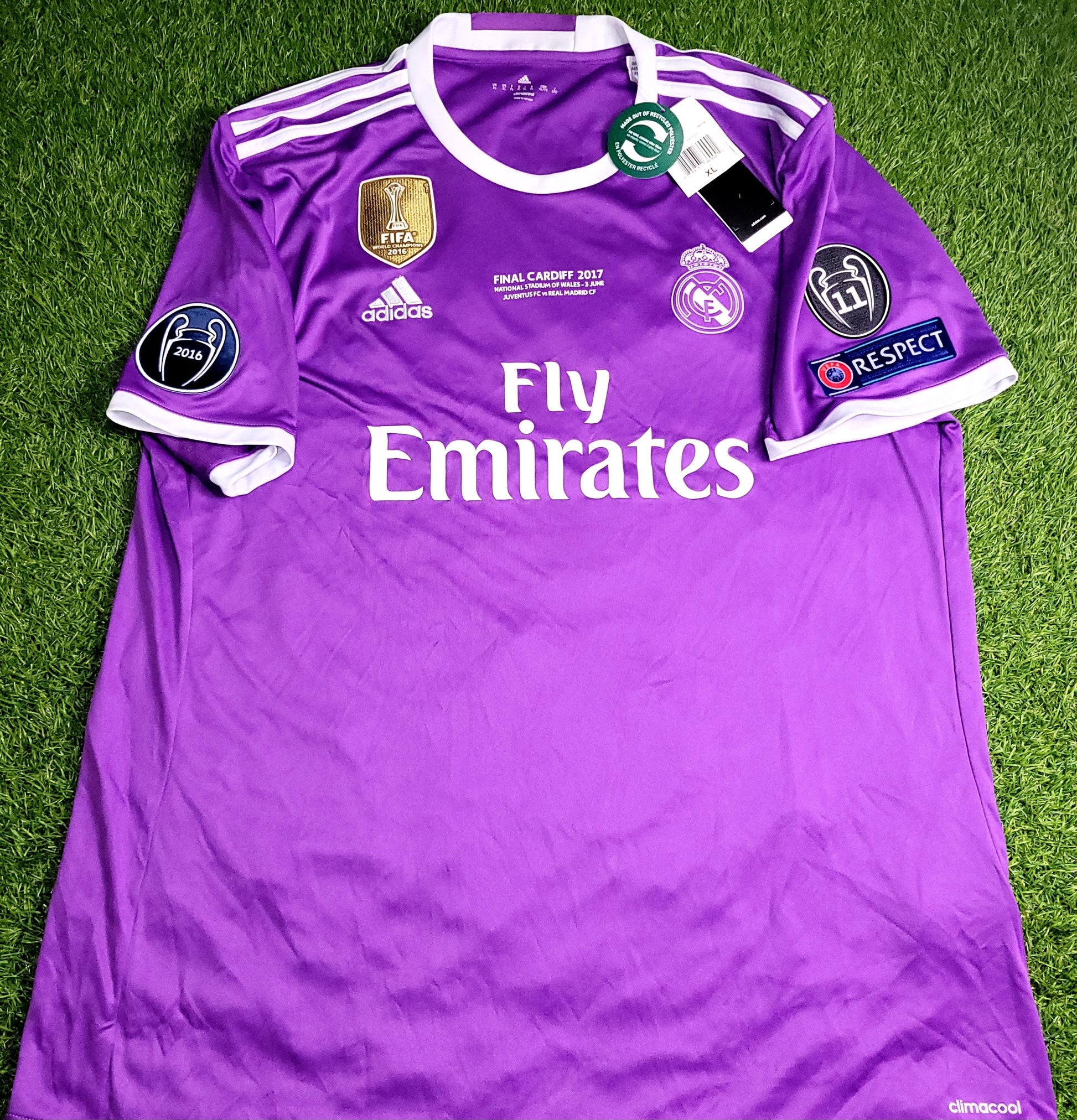 Cristiano Ronaldo Real Madrid 2016 2017 UEFA FINAL Purple Away Soccer Jersey BNWT XL SKU# AI5158 - ForeverSoccerJerseys