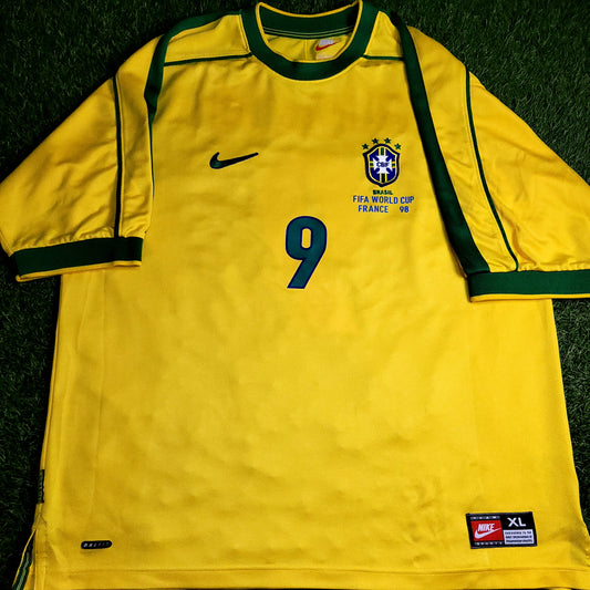 Ronaldo Brazil 1998 WORLD CUP Nike Home Soccer Jersey XL