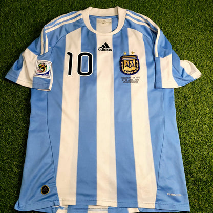 Messi Argentina 2010 WORLD CUP Home Soccer Jersey M SKU# P79919 - ForeverSoccerJerseys