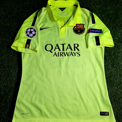 Neymar Barcelona UEFA TREBLE 2014 2015 PLAYER ISSUE Soccer Third Jersey XL SKU# 631132-711