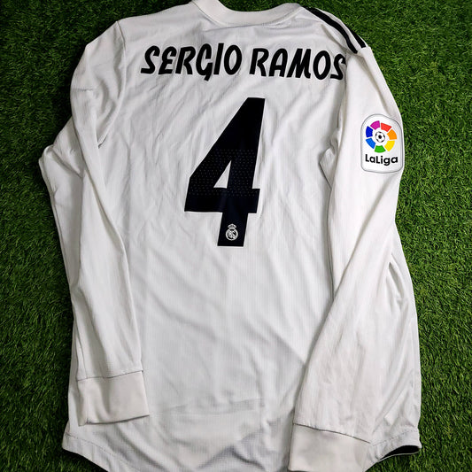 Ramos Real Madrid Away PLAYER ISSUE 2018 2019 Soccer Jersey L SKU# DQ0869 - ForeverSoccerJerseys
