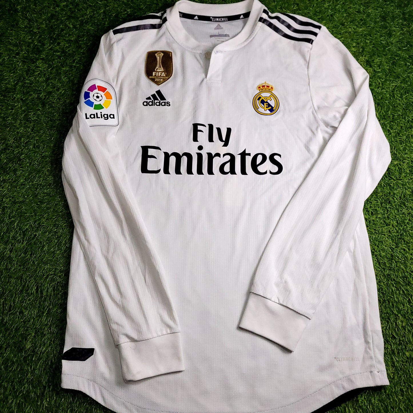 Ramos Real Madrid Away PLAYER ISSUE 2018 2019 Soccer Jersey L SKU# DQ0869 - ForeverSoccerJerseys
