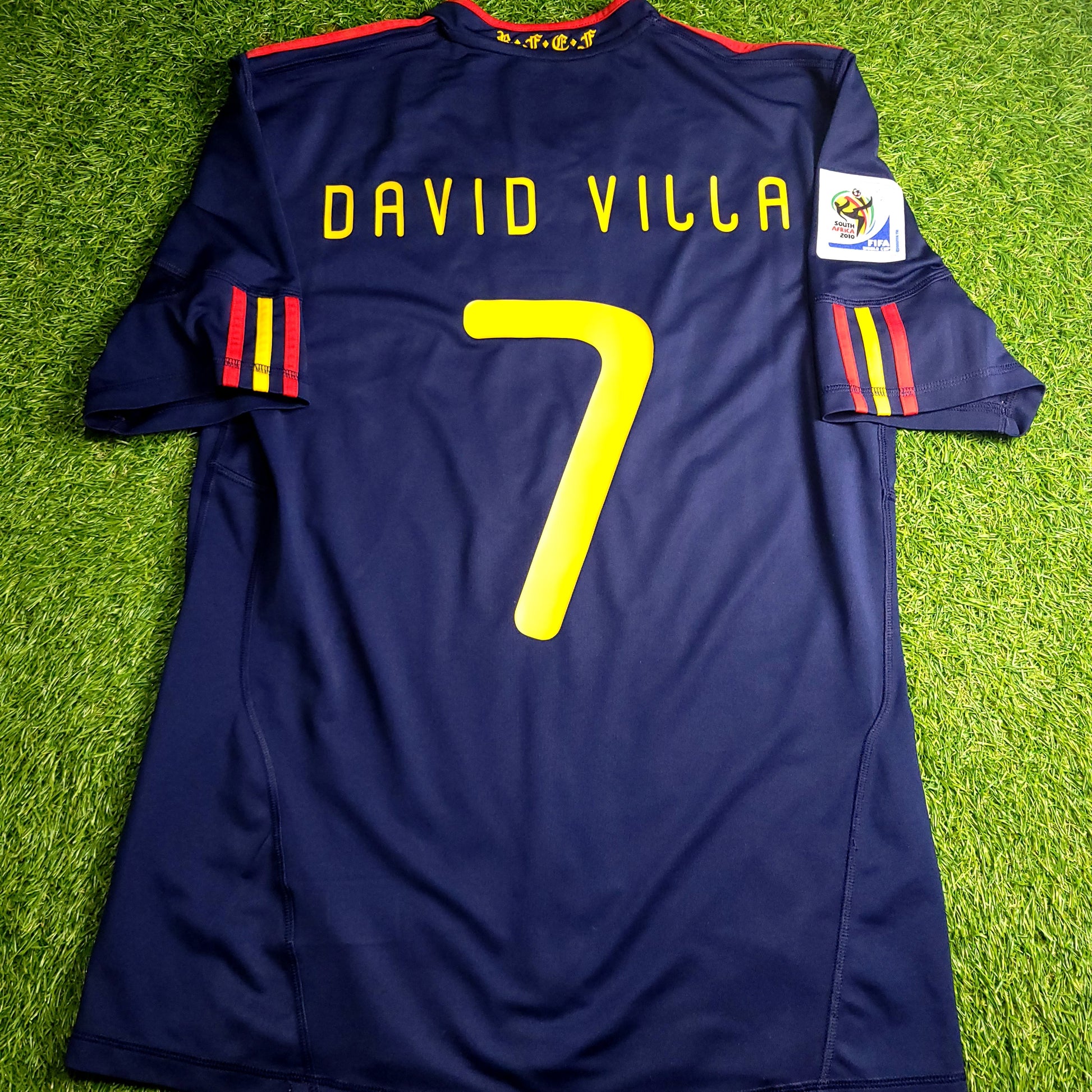 Villa Spain 2010 WORLD CUP FINAL Away Soccer Jersey M SKU# P47896 - ForeverSoccerJerseys