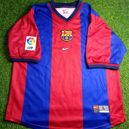 Guardiola Barcelona 1998 1999 Home Soccer Jersey L - ForeverSoccerJerseys