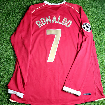 Cristiano Ronaldo Manchester United 2006 2007 UEFA Home Long Sleeve Jersey L SKU# H6DHA 146815 - ForeverSoccerJerseys