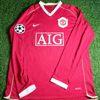 Cristiano Ronaldo Manchester United 2006 2007 UEFA Home Long Sleeve Jersey L SKU# H6DHA 146815 - ForeverSoccerJerseys