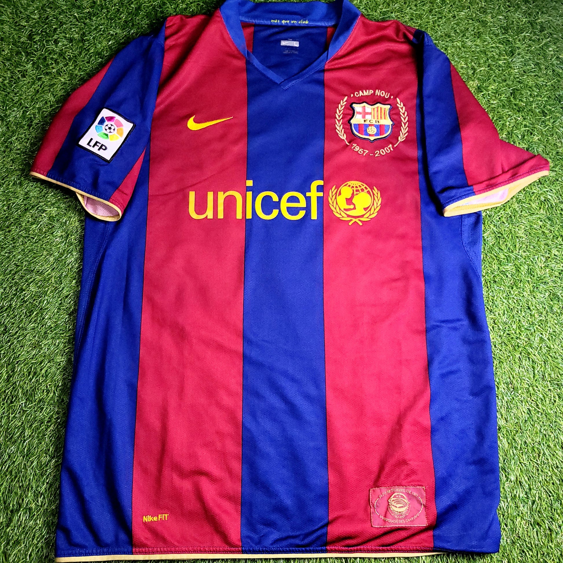 Ronaldinho Barcelona Anniversary 2007 2008 Soccer Jersey L SKU# 237741-655 - ForeverSoccerJerseys