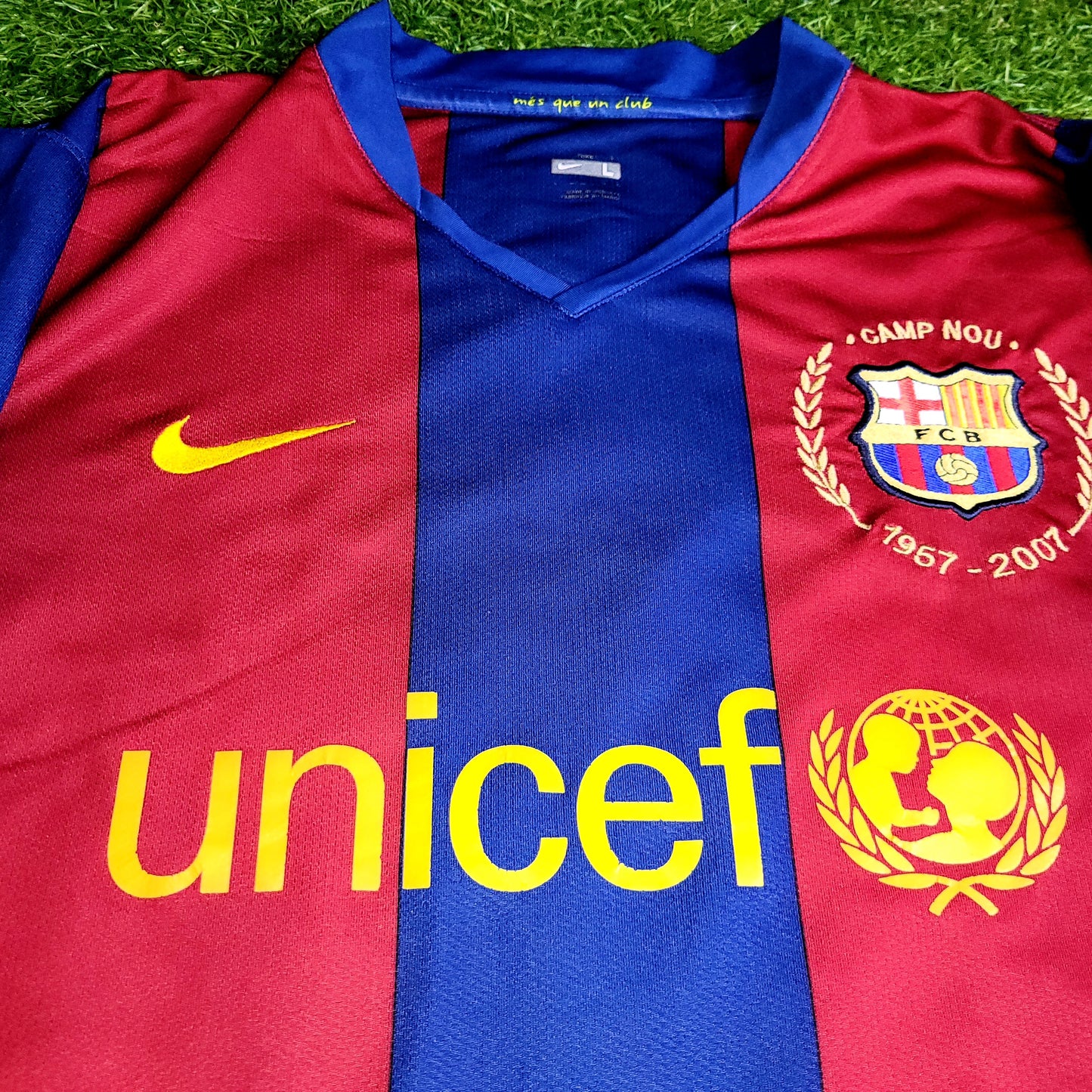 Ronaldinho Barcelona Anniversary 2007 2008 Soccer Jersey L SKU# 237741-655 - ForeverSoccerJerseys