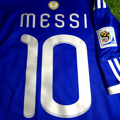 Messi Argentina 2010 WORLD CUP Away Soccer Jersey M SKU# P47053 AZB001 - ForeverSoccerJerseys