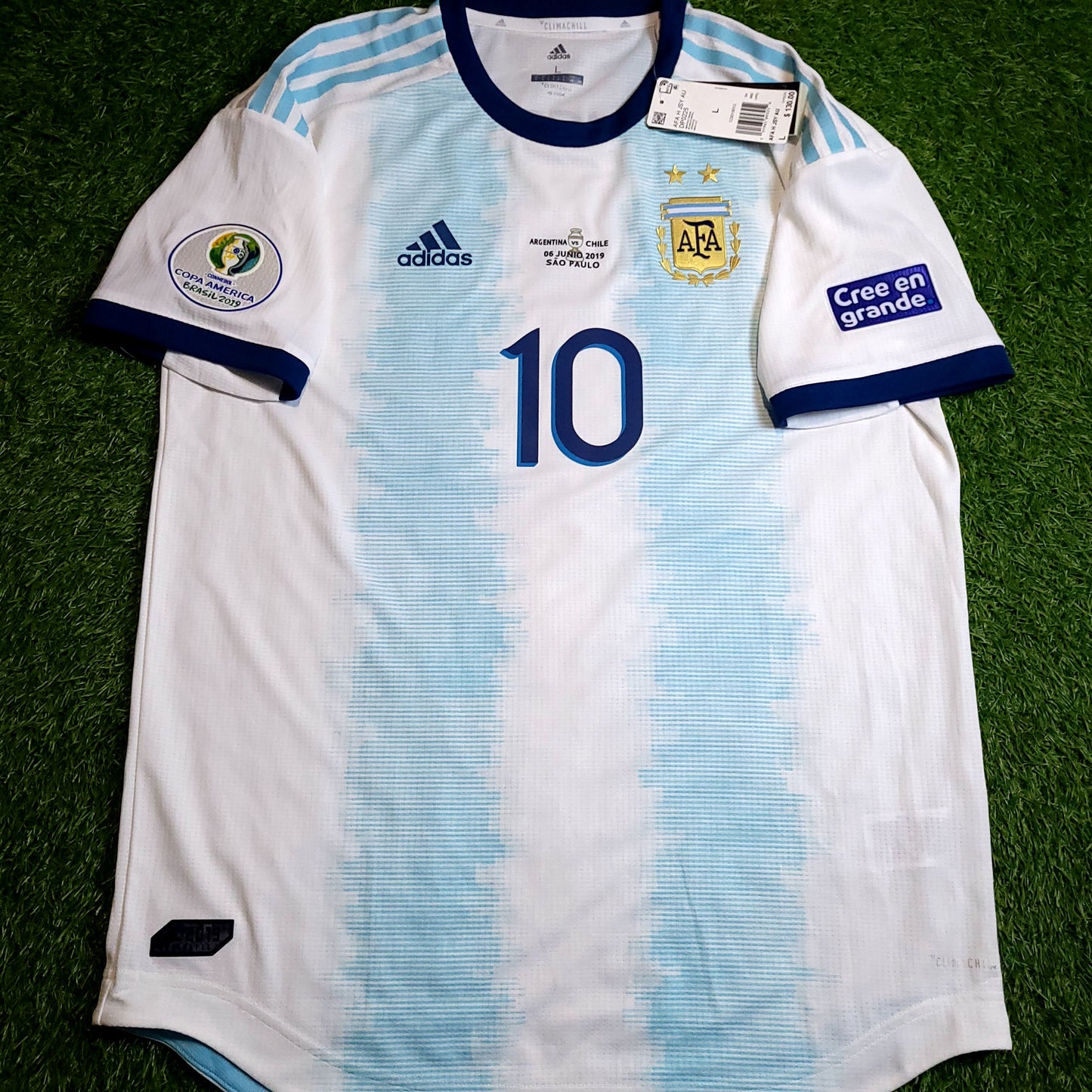 Messi Argentina 2019 COPA AMERICA PLAYER ISSUE Soccer Jersey BNWT L SKU# DP0225