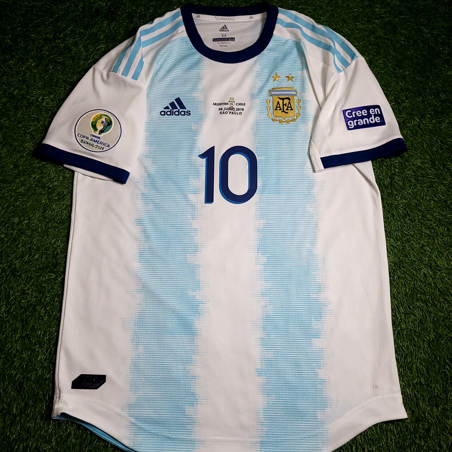 Messi Argentina 2019 COPA AMERICA PLAYER ISSUE Soccer Jersey M SKU# DP0225 - ForeverSoccerJerseys