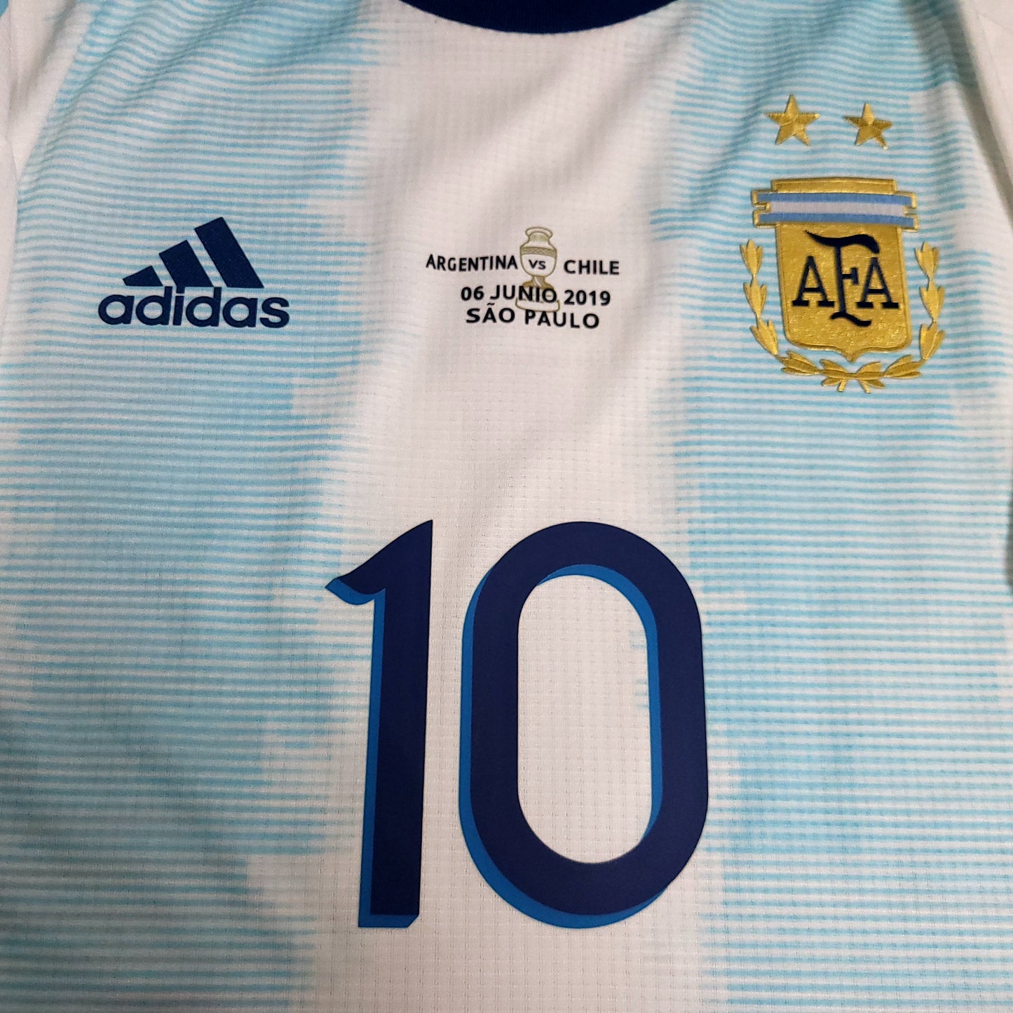 Messi Argentina 2019 COPA AMERICA PLAYER ISSUE Soccer Jersey M SKU# DP0225 - ForeverSoccerJerseys