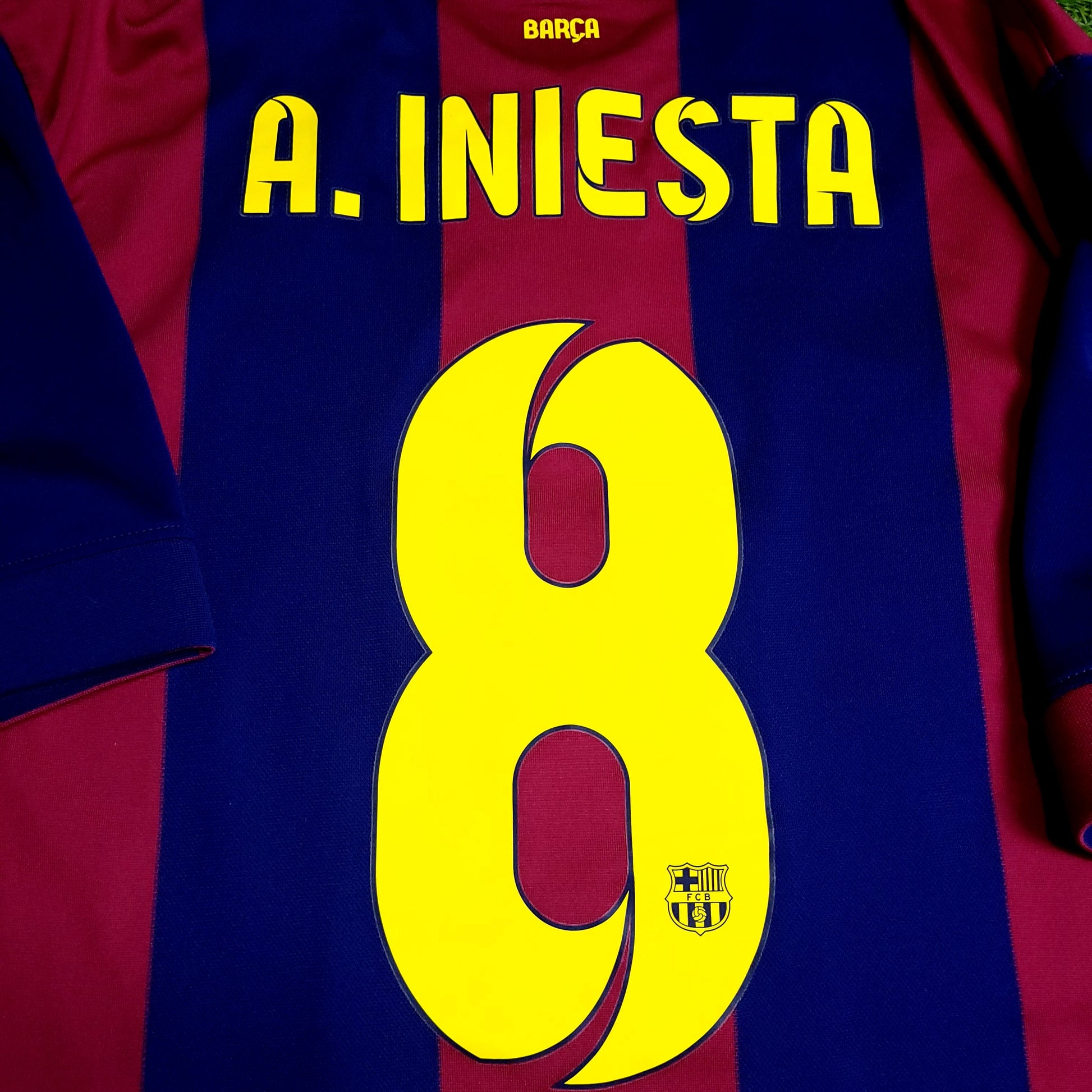 Iniesta Barcelona 2014 2015 TREBLE SEASON Soccer Jersey L SKU# 610594-422 - ForeverSoccerJerseys