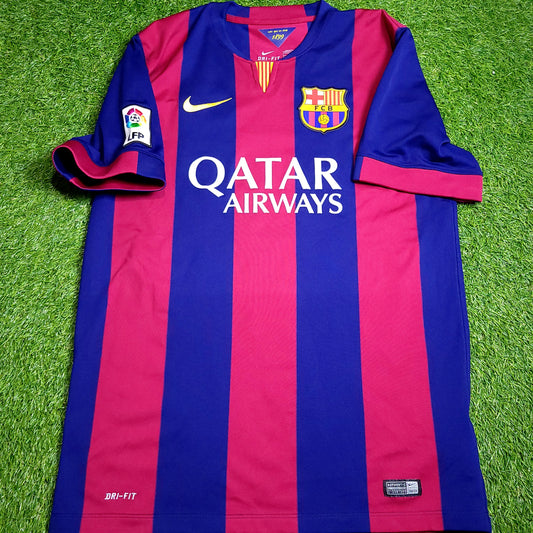 Iniesta Barcelona 2014 2015 TREBLE SEASON Soccer Jersey L SKU# 610594-422 - ForeverSoccerJerseys