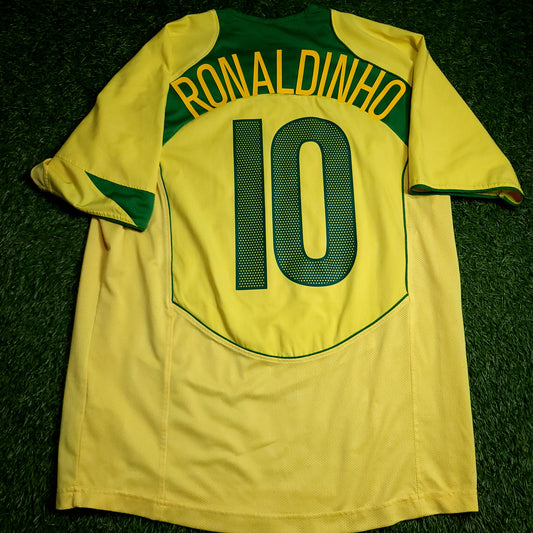Ronaldinho Brazil 2004 Soccer Jersey M - ForeverSoccerJerseys