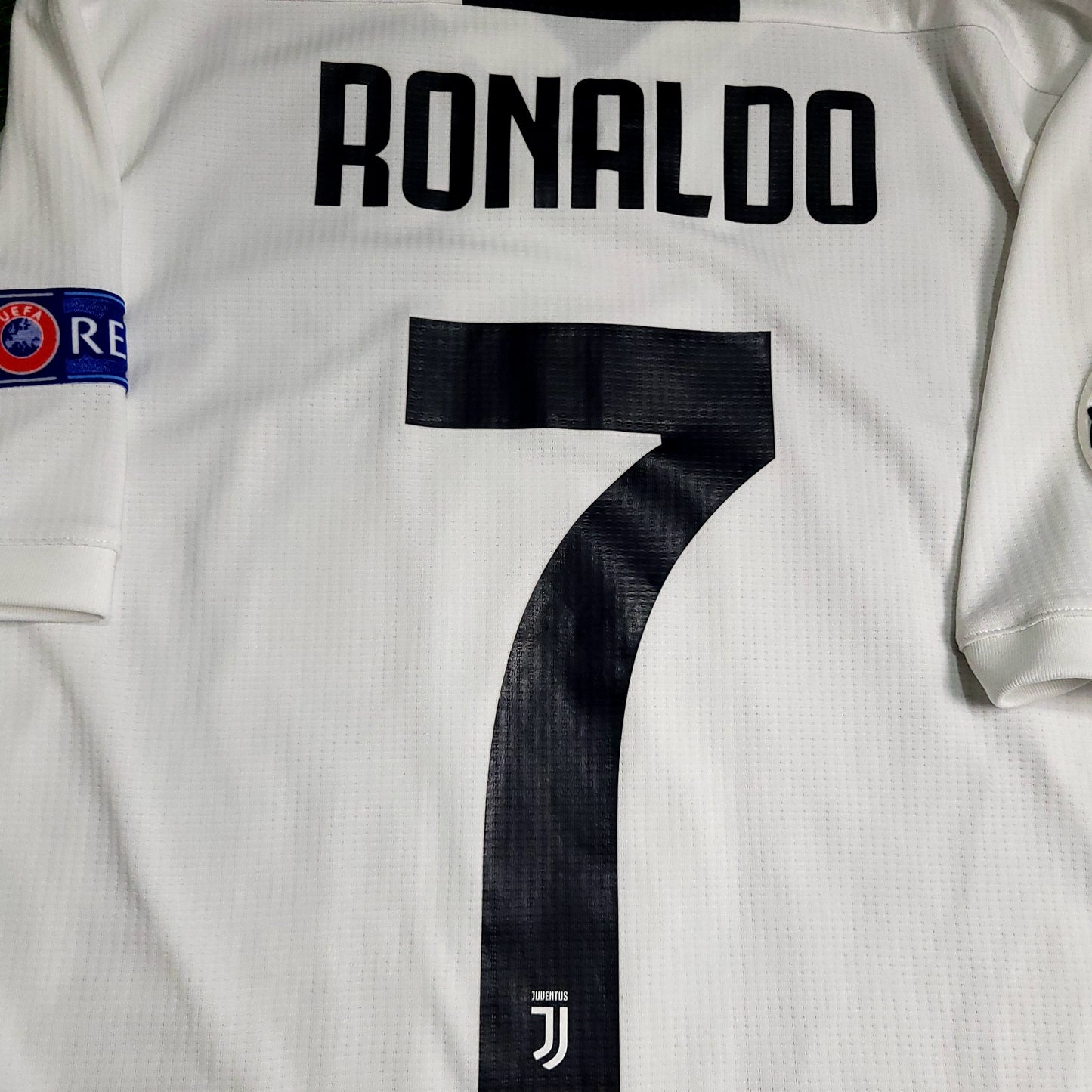 Cristiano Ronaldo Juventus 2018 2019 DEBUT UEFA PLAYER ISSUE Soccer Jersey M SKU# CF3493 - ForeverSoccerJerseys