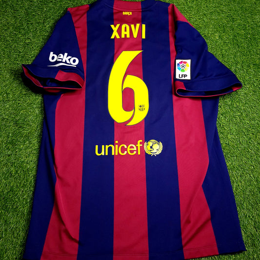 Xavi Barcelona 2014 2015 TREBLE Soccer Jersey XL SKU# 610594-422 - ForeverSoccerJerseys