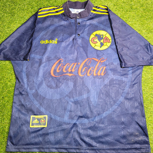 Blanco America Aguilas 1996 - 1999 Adidas Away Soccer Jersey XL Adidas